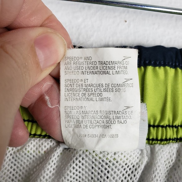 Speedo Men's Size L Cargo Swim Trunks White Green Plaid With Liner 90s Style - Picture 8 of 8